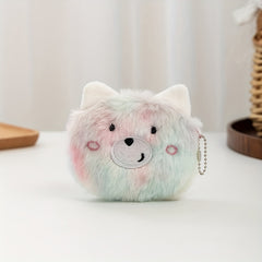 Colorful Fuzzy Plush Coin Purse with Zipper