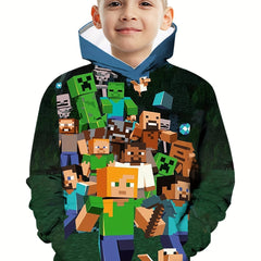 Cartoon Pattern Kid's Hoodie Long Sleeve Top Spring Fall