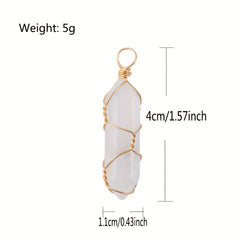 Jade Crystal Hexagonal Column Bullet & Rhombus Pendant