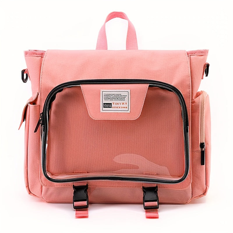 Solid Girl Backpack To School Transparent Pocket Backpack PVC School Bag