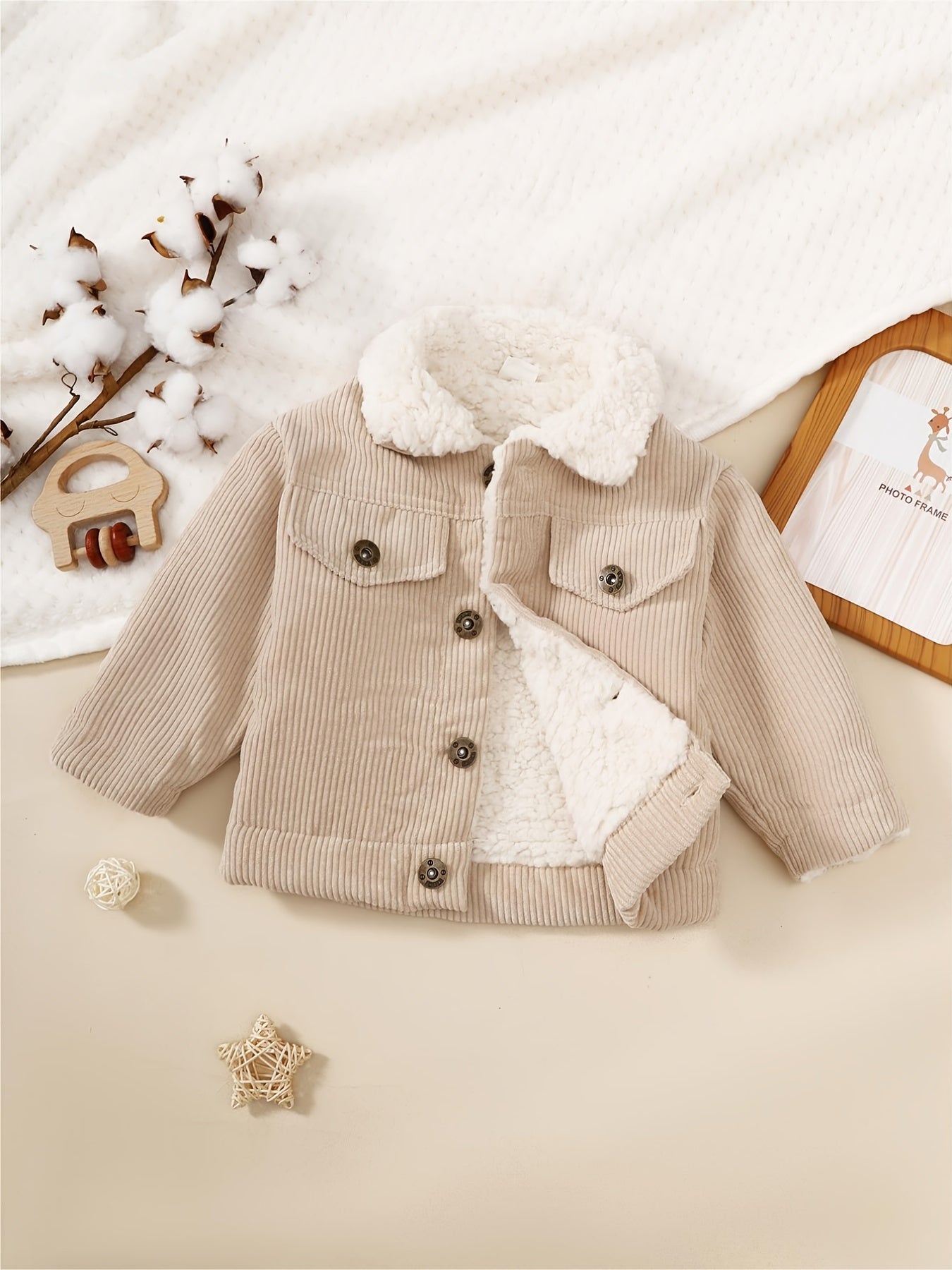 Baby Corduroy Trucker Jacket Toddler Fleece Lined Casual Coat
