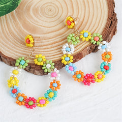 Bohemian Hoop Earrings Beaded O Shape