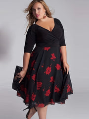  Floral Print Half Sleeve Mesh Dress