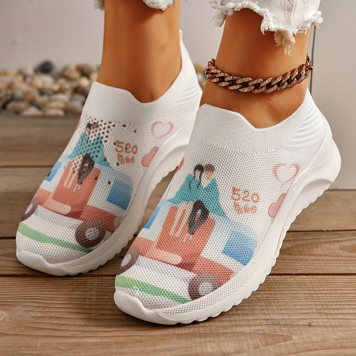 Couple Figure Graphic Athletic Sneakers for Women