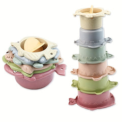 Kids Bath Toys Set - 12/16pcs Water Layer Cup Building Blocks Bathroom Bathing T