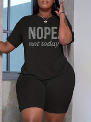  Women's Letter Print Crop Top & Shorts Set