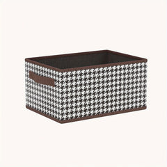 Foldable Houndstooth Storage Box - Non-woven Container for Household Items