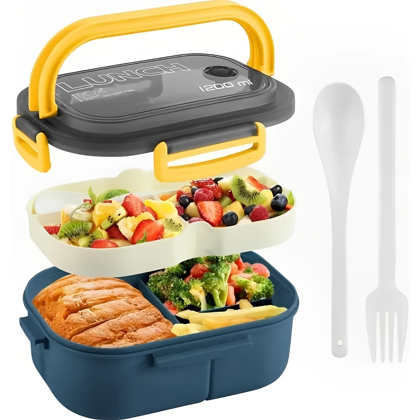 Double Layer Bento Box with Spoon & Fork Leakproof Eco Friendly Food Container