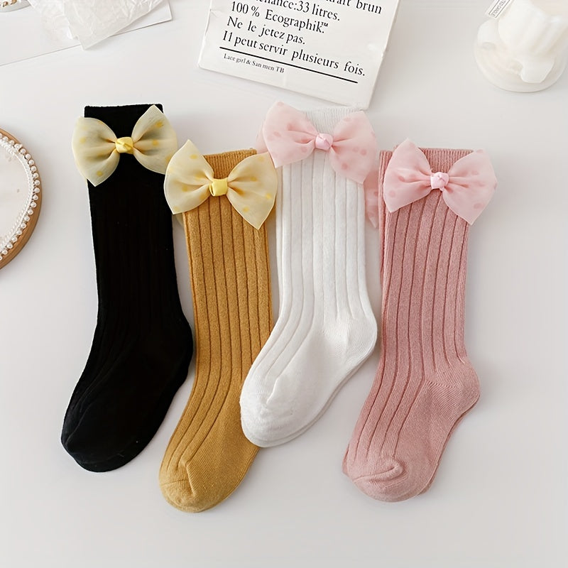 Girls Kids Bowknot Sweet Long Socks Spring Autumn
