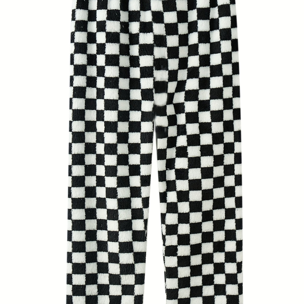 Women's Plus Checkered Print Flannel Warm Home Wear Pants