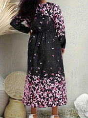 Women's Plus Floral Print Maxi Dress With Pockets