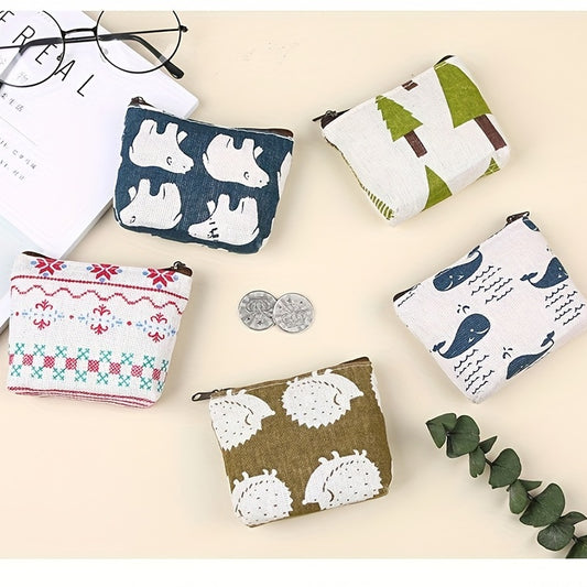Children's Coin Purse Girls Mini Bag Zipper Key Bag Retro Canvas Small Purse