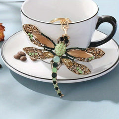 Dragonfly Keychain Rhinestone Animal Metal Key Ring Purse Bag Car Ornament