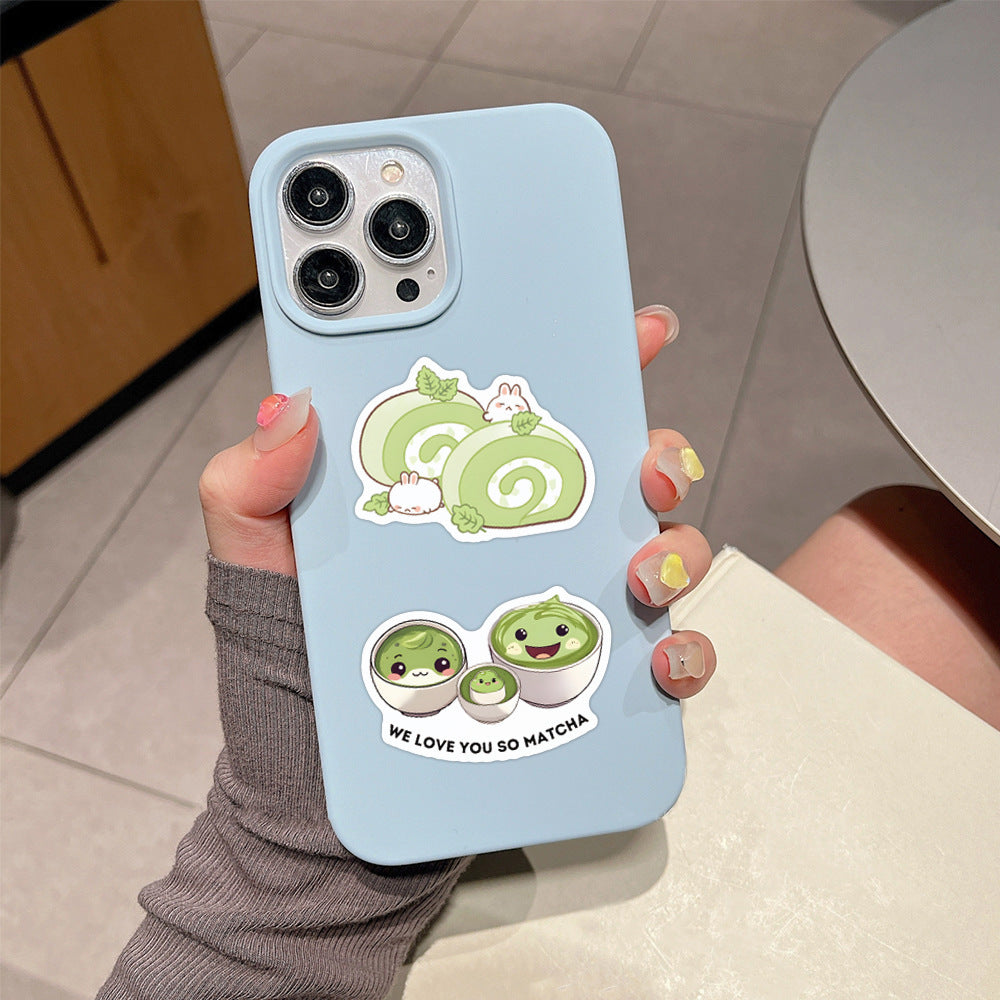 55pcs Green Matcha Dessert Series Cartoon Stickers