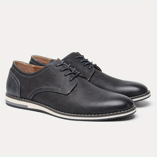 Men's PU Leather Derby Shoes Lace-up Front Formal Business Dress Shoes