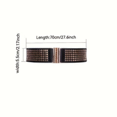 Punk Rivet Wide Belt Elastic Waistband Golden Buckle Decoration Belts