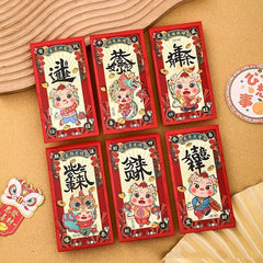 6pcs Large Dragon Year Red Envelopes Cartoon Three-dimensional Red Envelopes