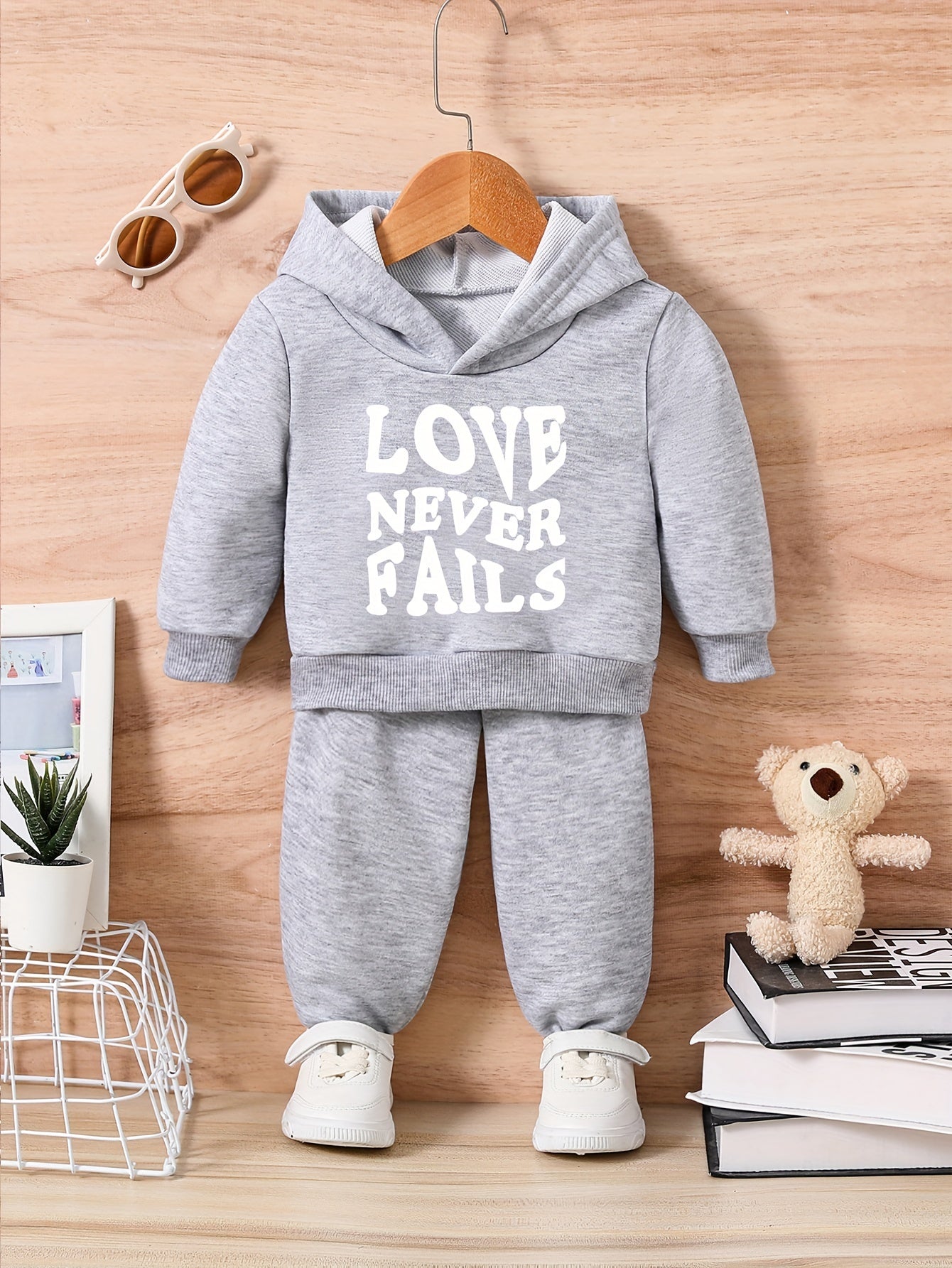 Baby Love Print Hoodie Trousers Set