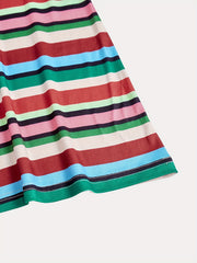  Colorful Stripe Print Midi Skirt