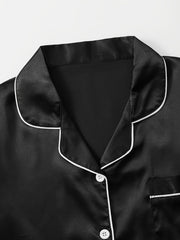Satin Pajama Set Long Sleeve Top & Pants Women's Sleepwear