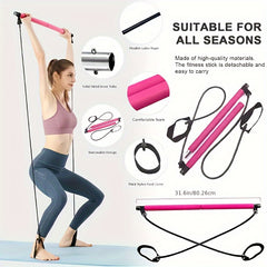 Pilates Stick With Resistance Tension Belt for Home Workout