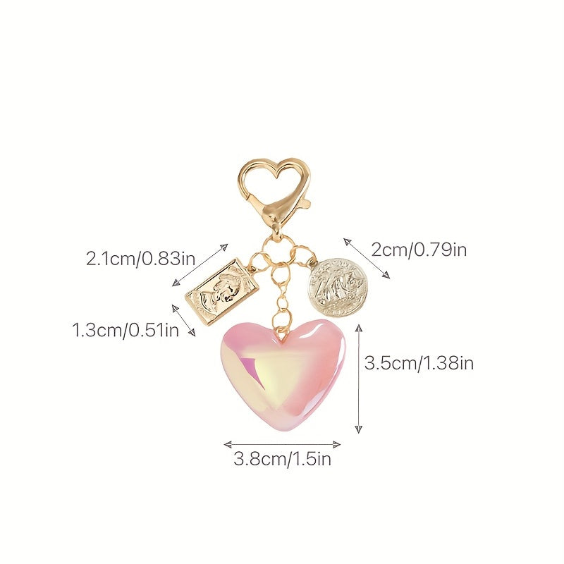 Y2K Glitter Heart Keychain Pendant Bag Accessory