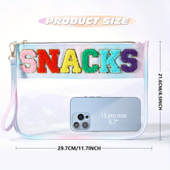 Chenille Letter Clear Zipper Pouch Waterproof Cosmetic Bag