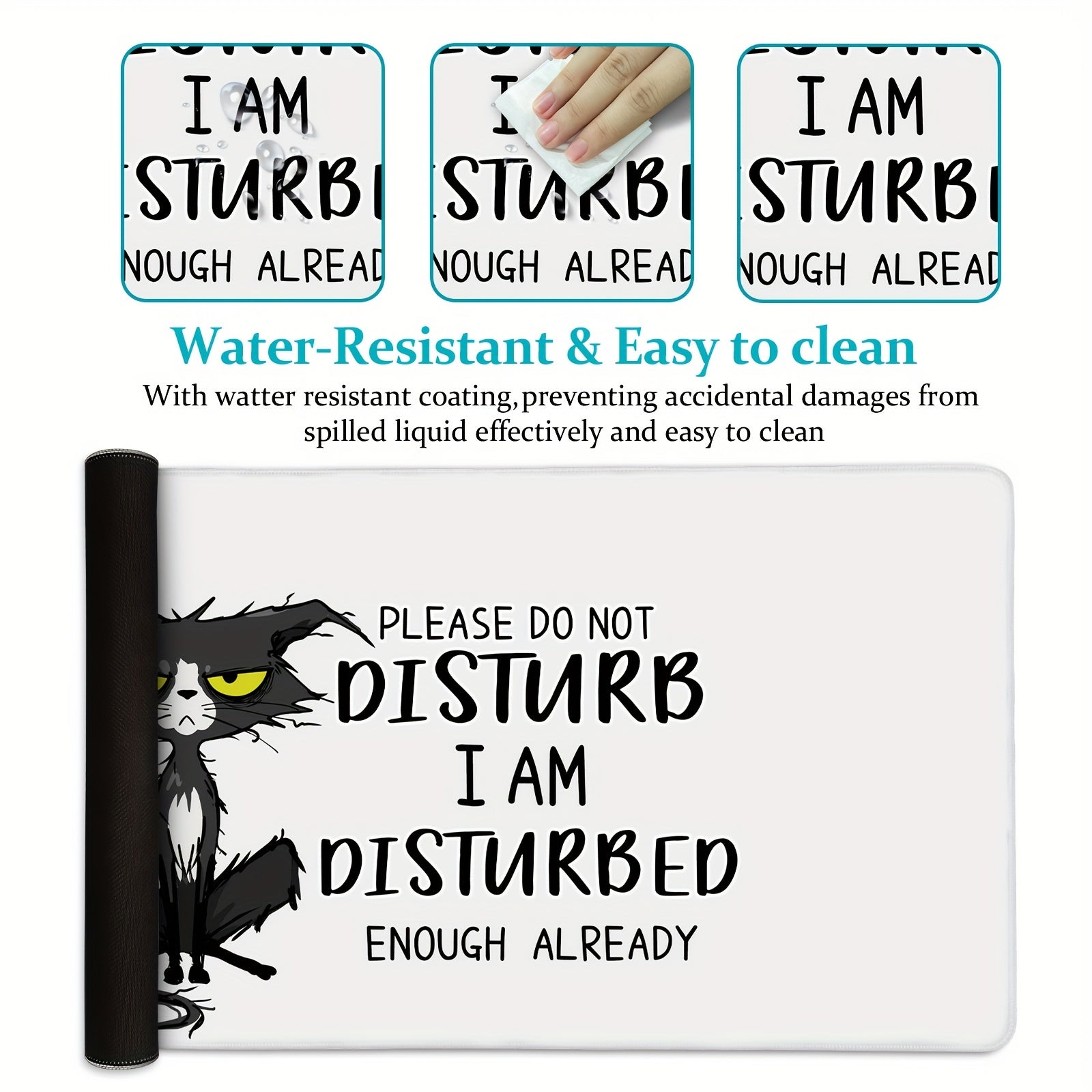 Cat Motivational Quote Rubber Table Mat Mouse Pad