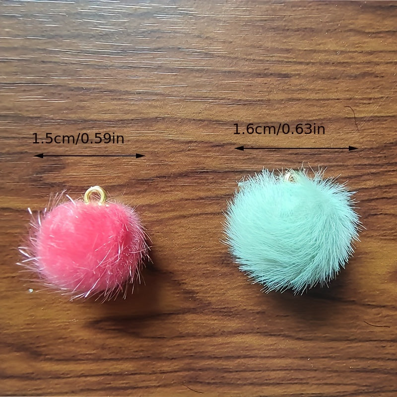 10pcs Mink Plush Pendant With Hole Keychain DIY Jewelry Mixed Y2K Charms