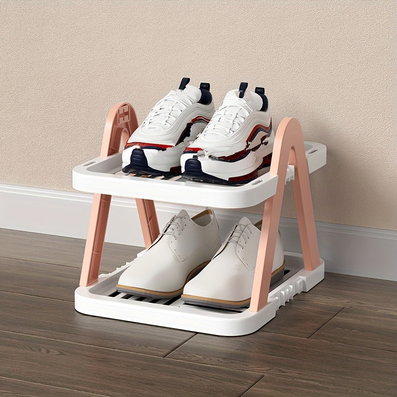 Plastic Folding Shoes Storage Rack Stackable Shoes Storage Shelf