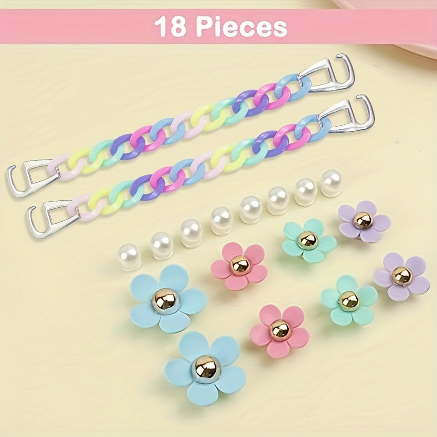 18pcs Flower Cartoon Shoe Charms Clogs Garden Shoes DIY Accessories