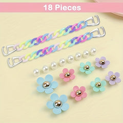 18pcs Flower Cartoon Shoe Charms Clogs Garden Shoes DIY Accessories