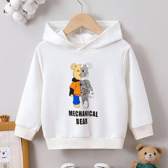 Boys Bear Print Hoodie for Spring Fall