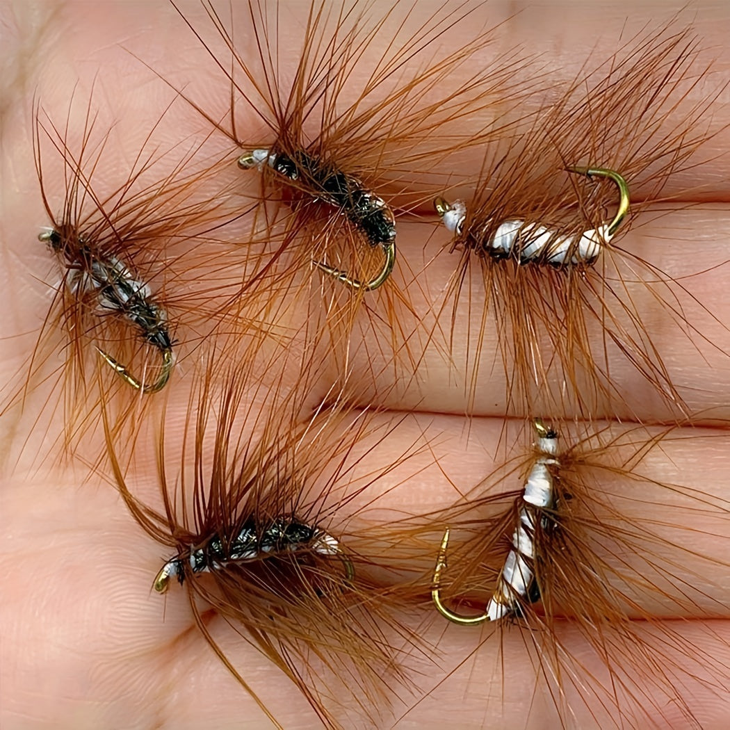 10pcs Brown Elk Caddis Nymph Fly Bait for Trout Fishing
