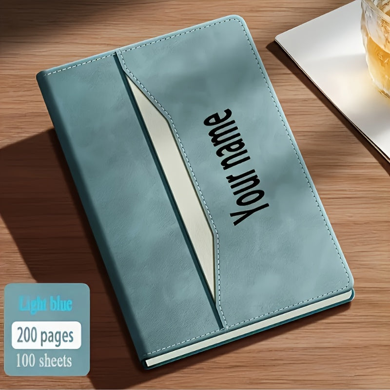 A5 Faux Leather Notebook w/ Personalization Laser Engraved Light & Pocket