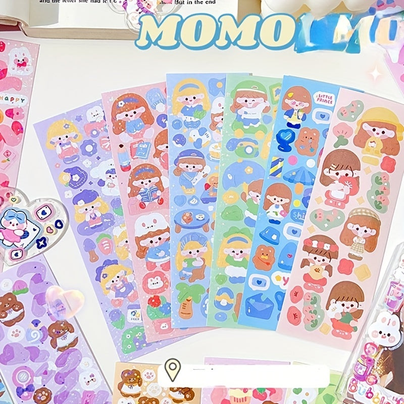 10pcs Cartoon Stickers DIY Laser Waterproof Self-adhesive Stickers