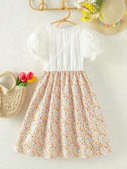 Girls' Ditsy Floral Suspender Princess Dress Set