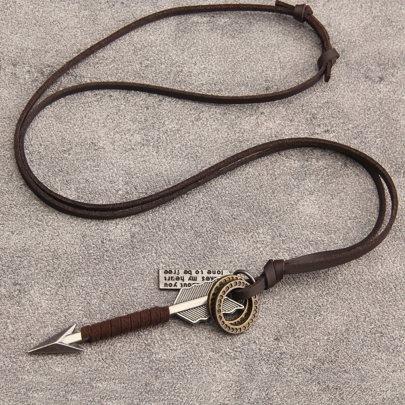 Hip Hop Arrow Keychain Pendant Necklace Zinc Alloy Long Chain Leather Cord