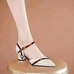 Women's Chunky Heel Buckle Strap Pumps Mid Heels