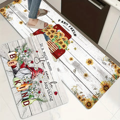 Wood Grain Print Kitchen Mat Non-slip Waterproof Runner Rug Stain-resi...