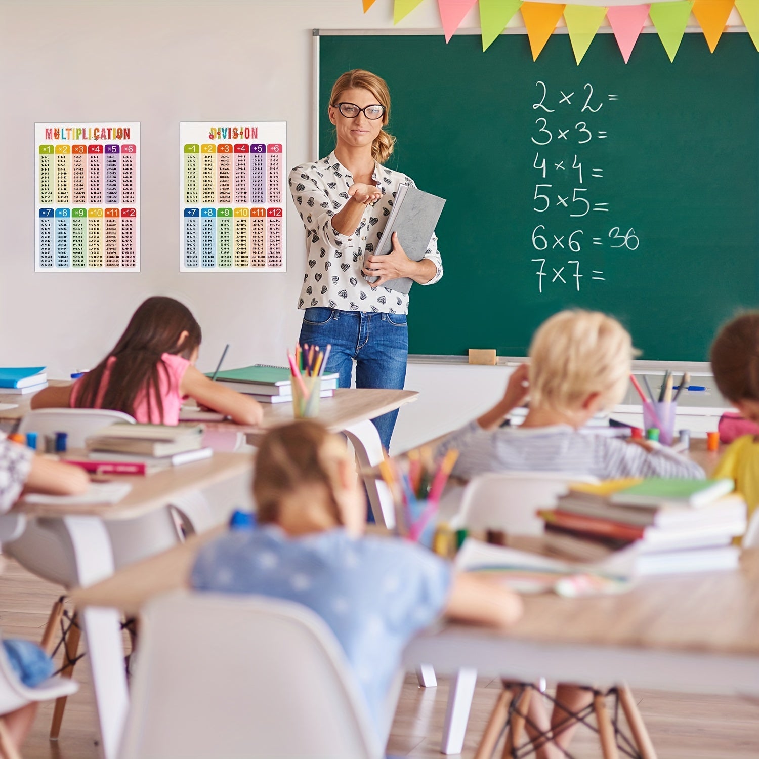 Math Educational Posters Set - Addition Subtraction Mult