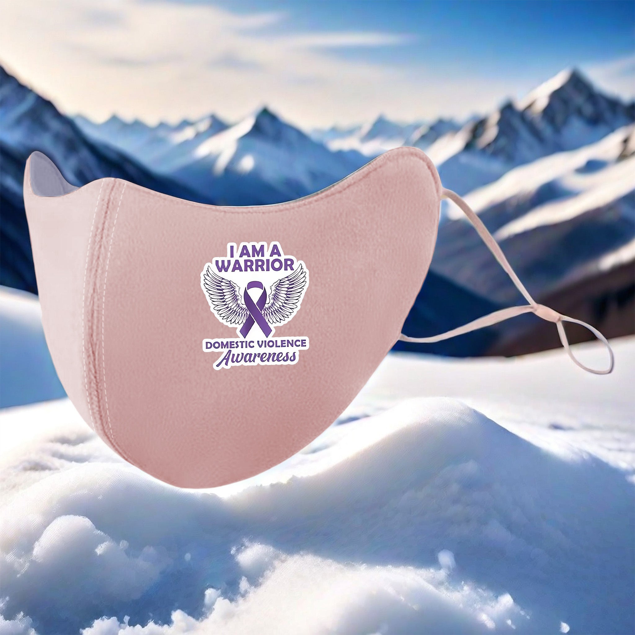 DV Awareness 3D Print Fleece Lined Face Mask Windproof Cold Protection