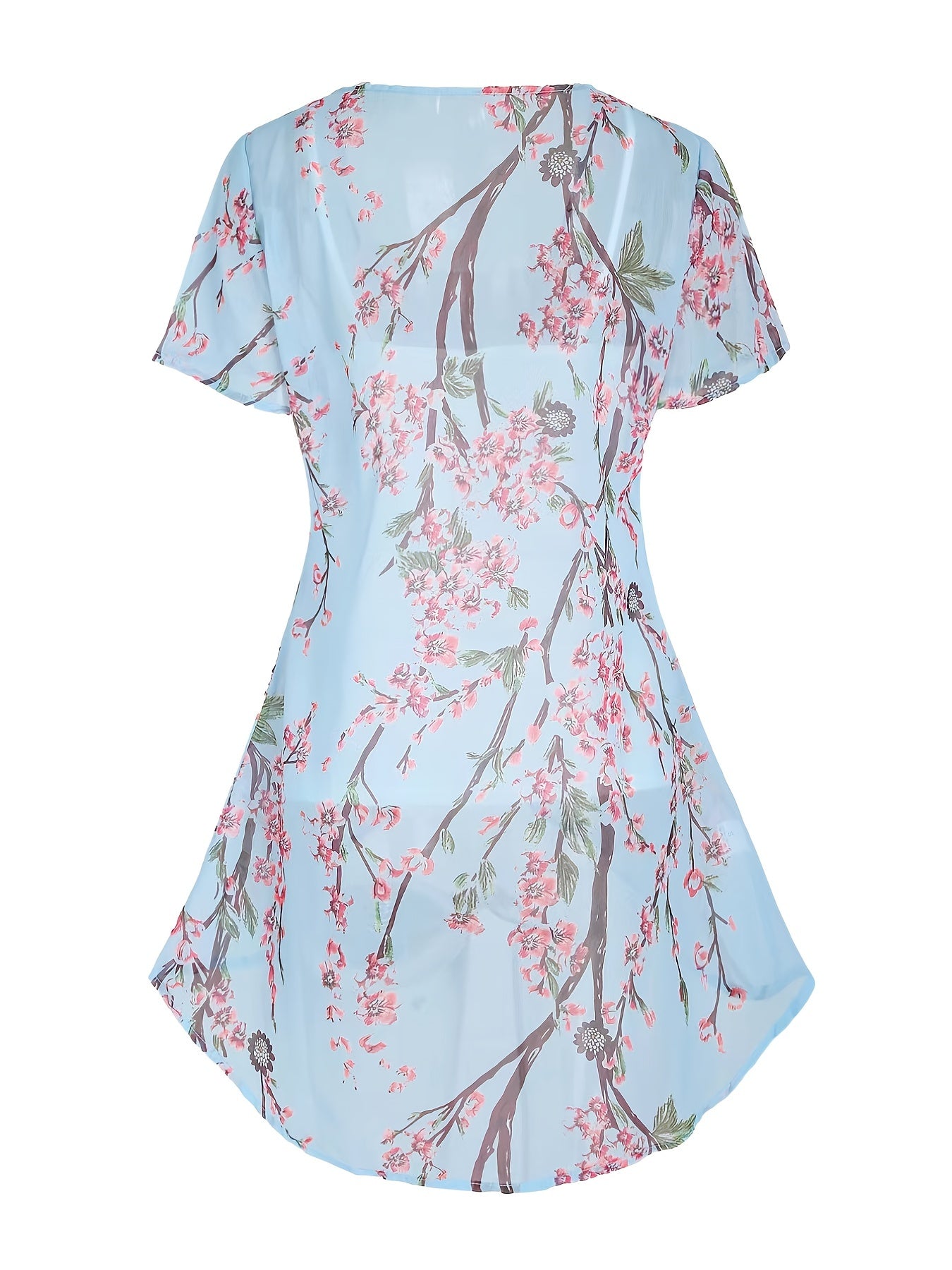 Floral Print Tank Top & Kimono Set Women's Outfits
