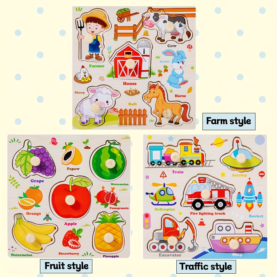 3-in-1 Panel Puzzle Toy with Wooden Tabletop - Educational Development
