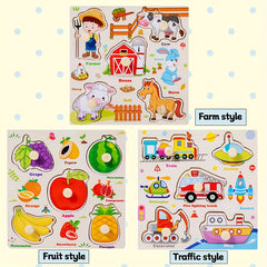 3-in-1 Panel Puzzle Toy with Wooden Tabletop - Educational Development