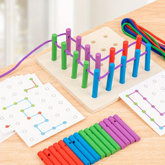 Colorful Wooden Rope Threading Game for Kids