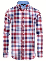 Men's Plaid Long Sleeve Shirt for Spring Autumn