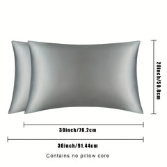 2pcs Silvery Grey Silk Pillowcase Satin Pillowcase with Envelope Closure