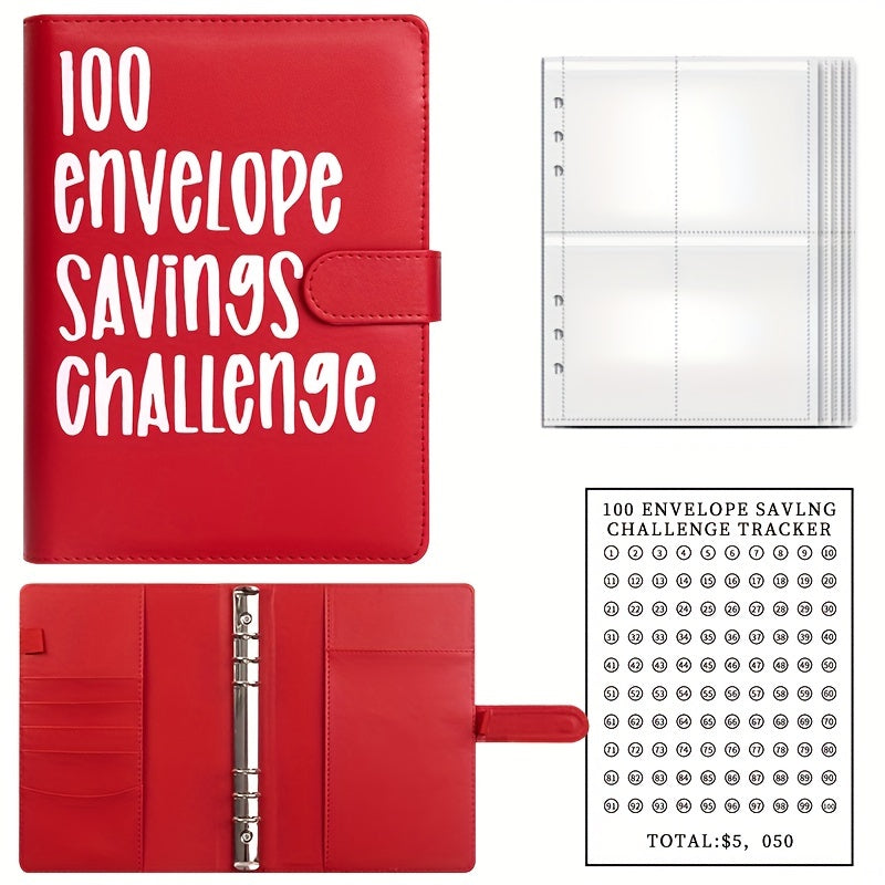 100 Envelopes Challenge Binder & Budget Binder with 25 Sheets Card Film