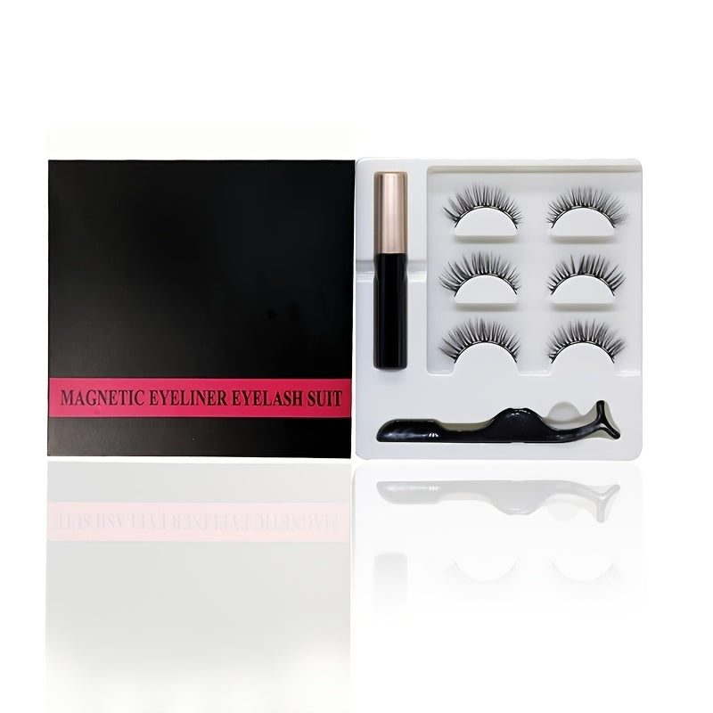3 Pairs Magnetic Eyelash Set Long Natural Fluffy Curly Eyelashes